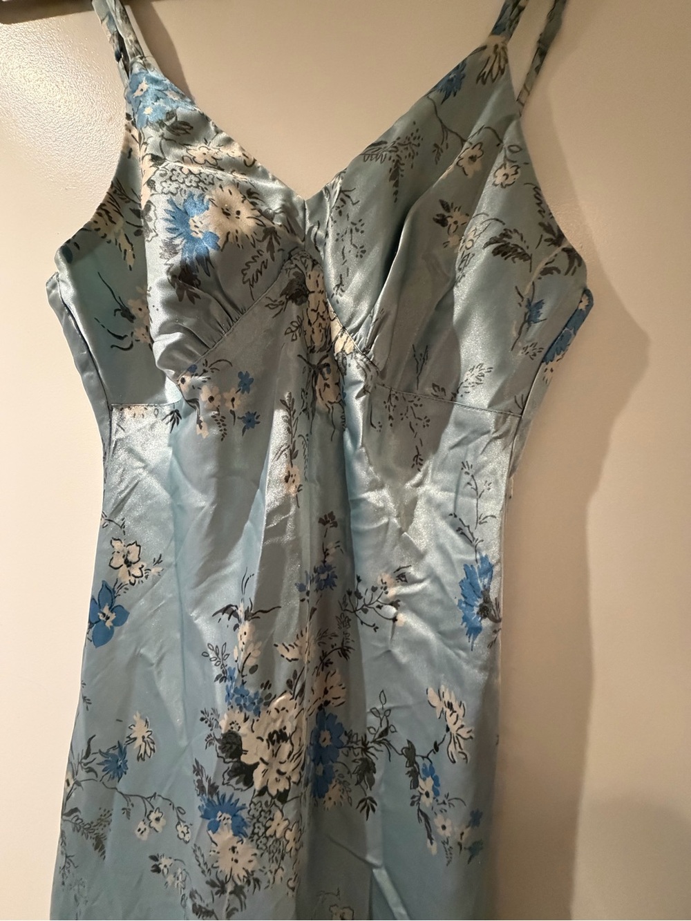 Jones New York Light Blue Floral Satin Nightgown
